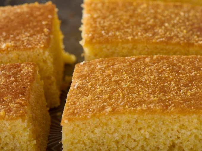 square slices of Authentic Baked Corn Bread
