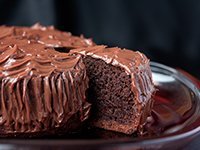 Chocolate cake with slice coming out